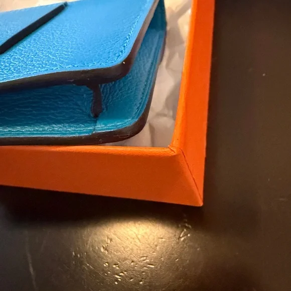 Hermes Blue Leather Roulis Compact Wallet with Silver Hardware - Picture 5 of 11